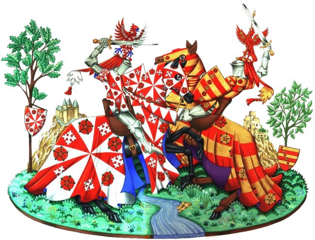 knights, heraldic painting by miss Marie Lynskey